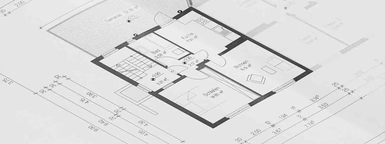 Bauplan – ursprünglicher Grundriss des Ferienhauses
